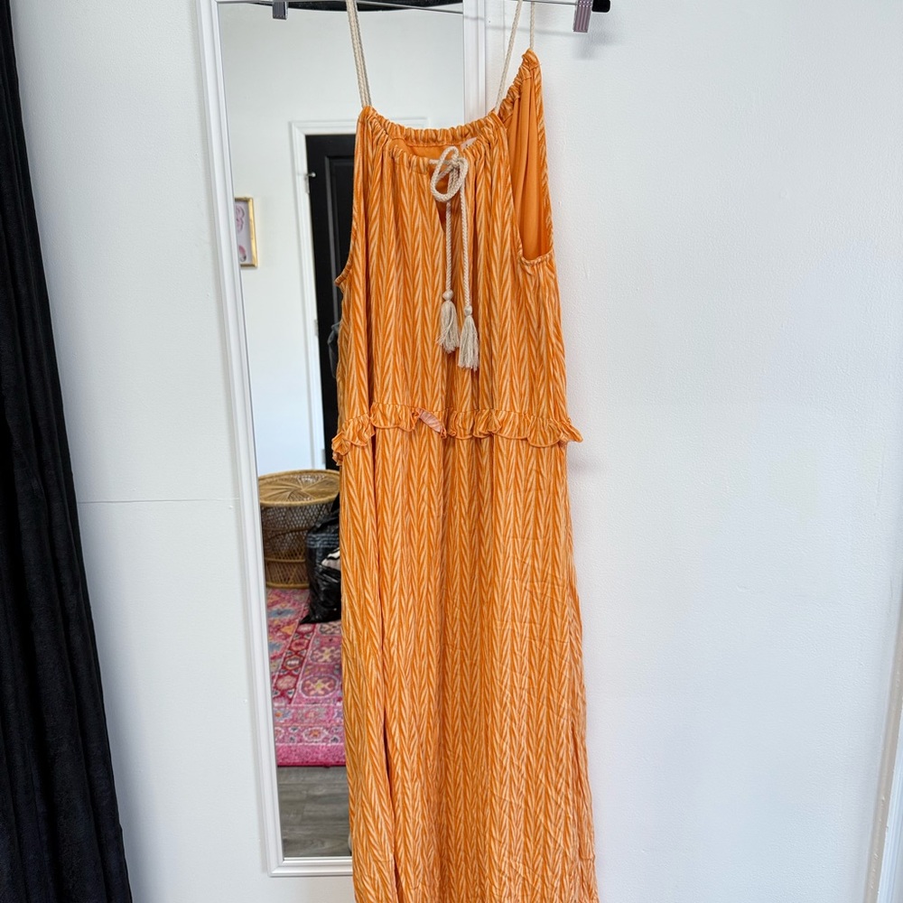 Orange Sleeveless Maxi Dress
